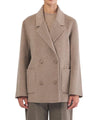 Cappotto Donna in doppia lana Beige modella frontale