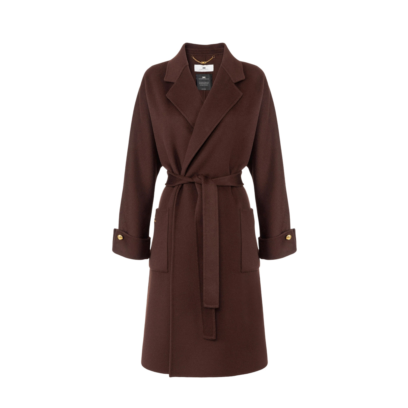 Cappotto Donna in lana marrone con cintura