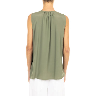 Top Cris da Donna in tinta unita verde modella retro