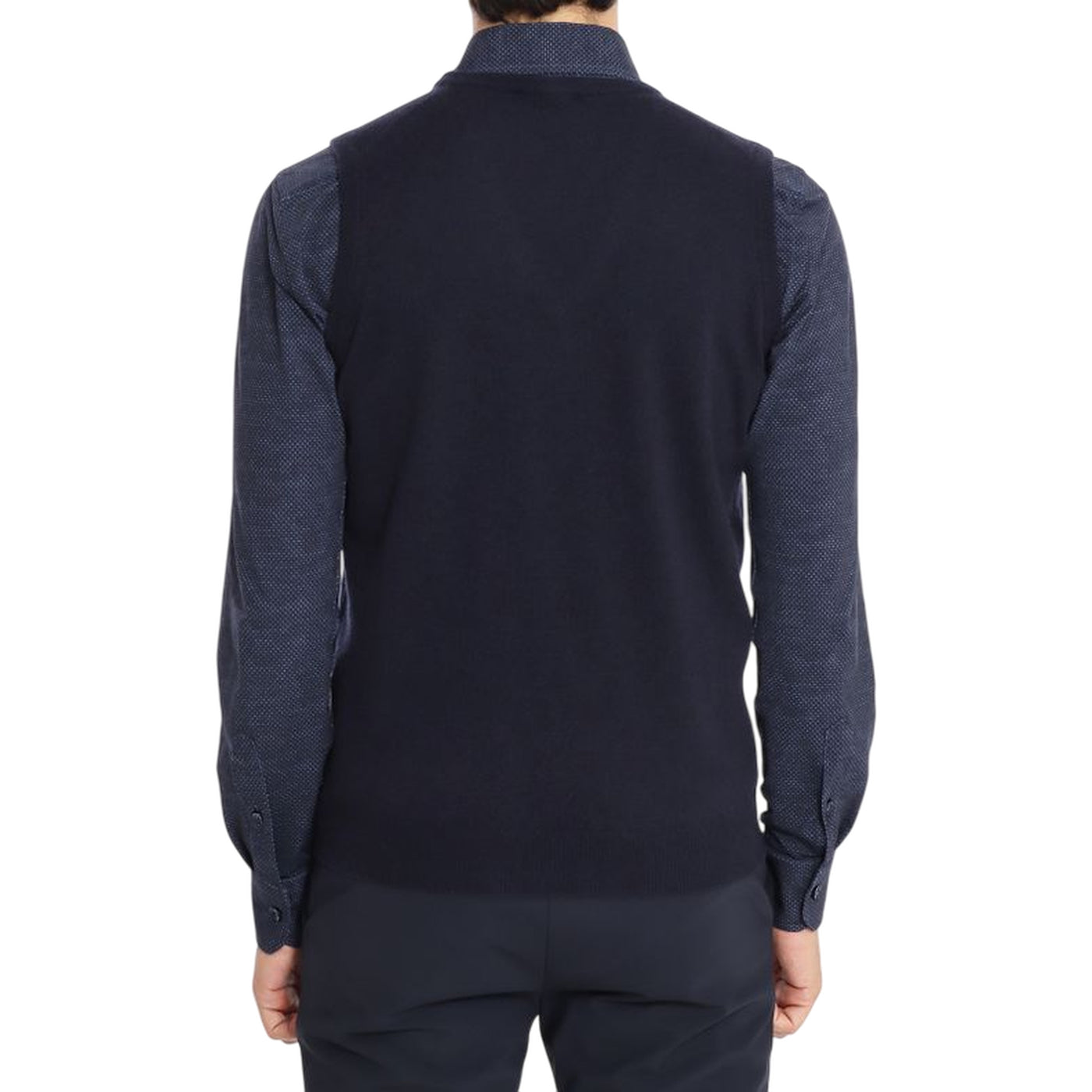 Gilet Uomo in maglia Blu con scollo a V modello retro