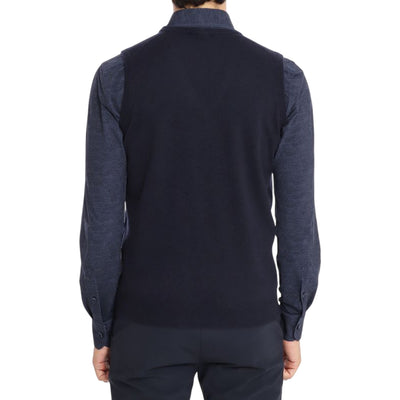 Gilet Uomo in maglia Blu con scollo a V modello retro