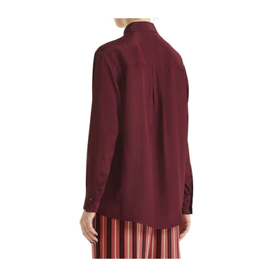 Camicia Donna Bordeaux in crepe misto seta dal design classico