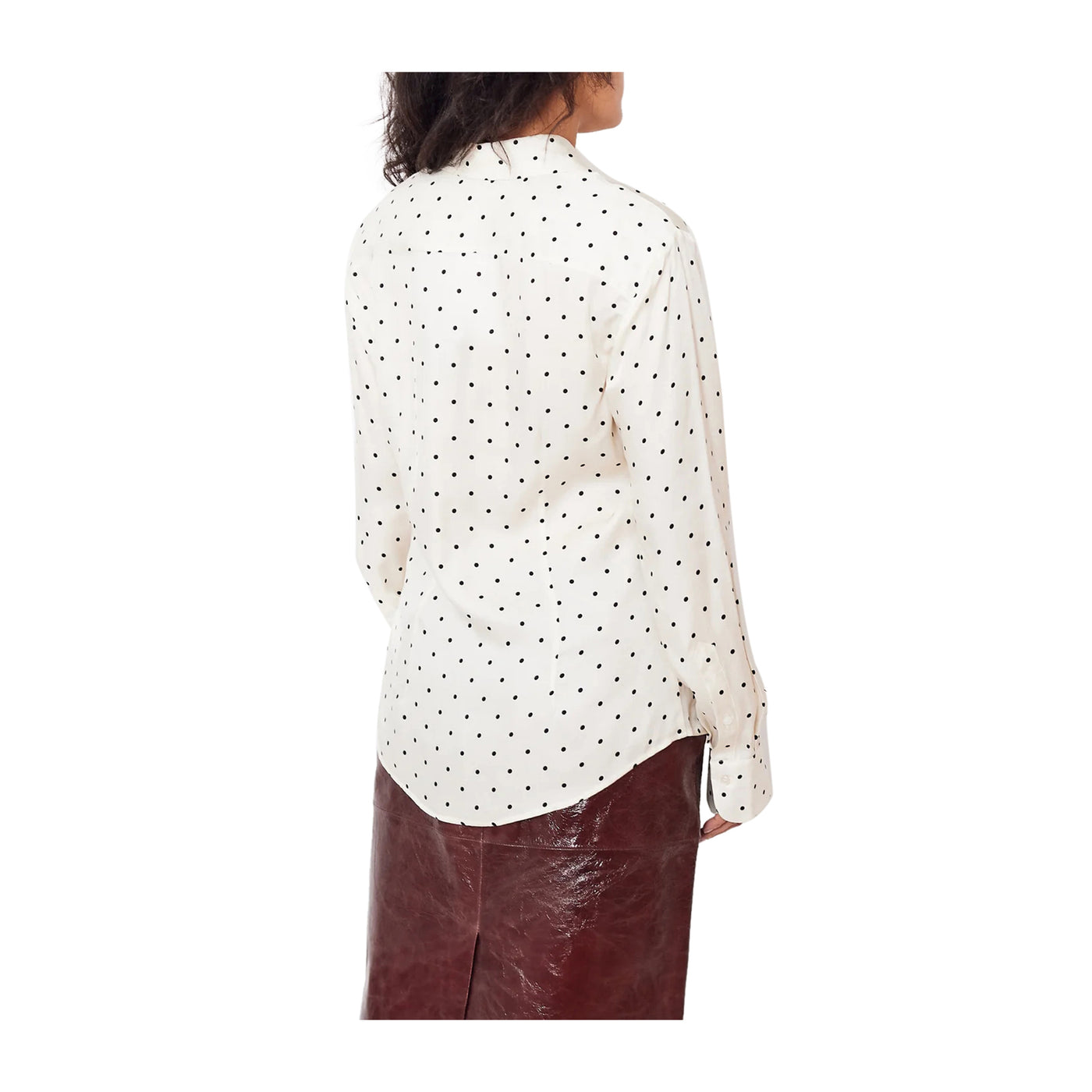 Retro Camicia in viscosa a maniche lunghe con pois all over