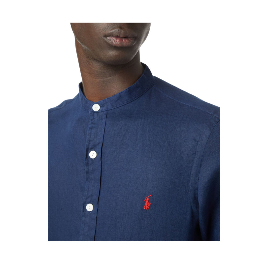 Men's Korean linen shirt Blue Polo Ralph Lauren Old England