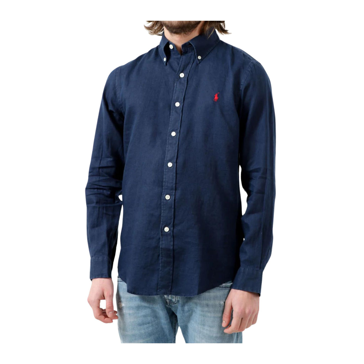 Blue button-down men's shirt