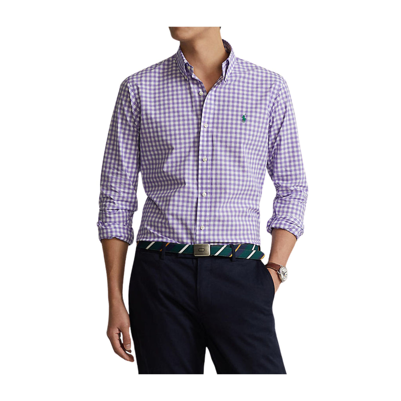 Camicia Uomo In Flanella Scotch A Quadri - Maniche Lunghe, Colore Viola E Bianco, Taglia L
