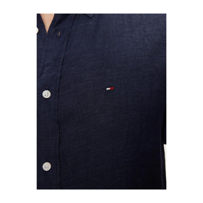Camicia Uomo in lino con colletto button down e logo ricamato