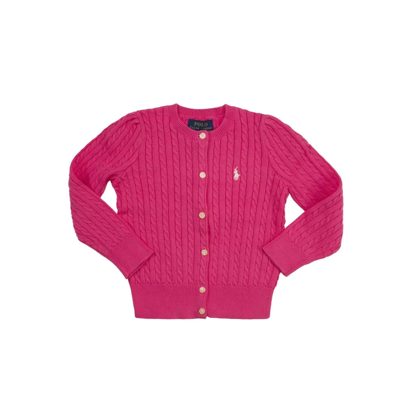 Cardigan Bambina in cotone con lavorazione a trecce e logo Blu ricamat