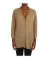 Cardigan Donna in misto lana con scollo a V e bordi a costine