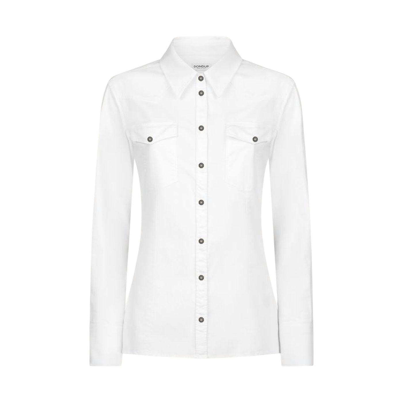 Camicia bianca Donna con tasche e bottoni gioiello