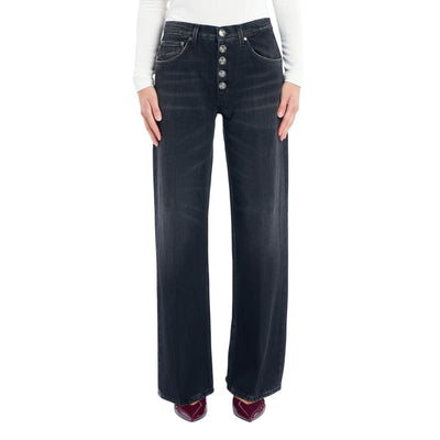 Jeans Donna a vita bassa, con bottoni gioiello