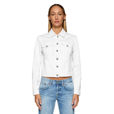 Giubbino Donna slim in bull stretch bianco modella frontale