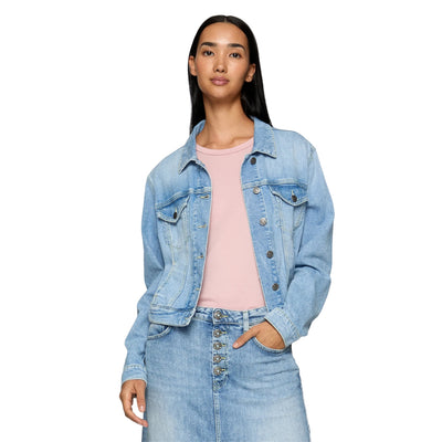Giubbino Donna slim in denim stretch modella frontale