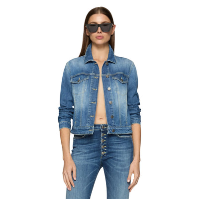 Giubbino Slim da Donna in denim stretch modella frontale