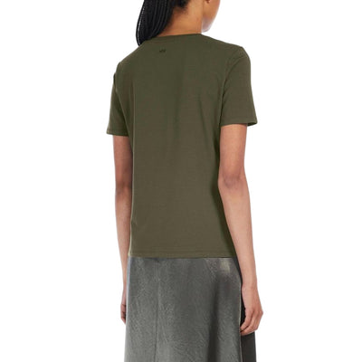 T-shirt Donna in tinta unita verde scuro retro