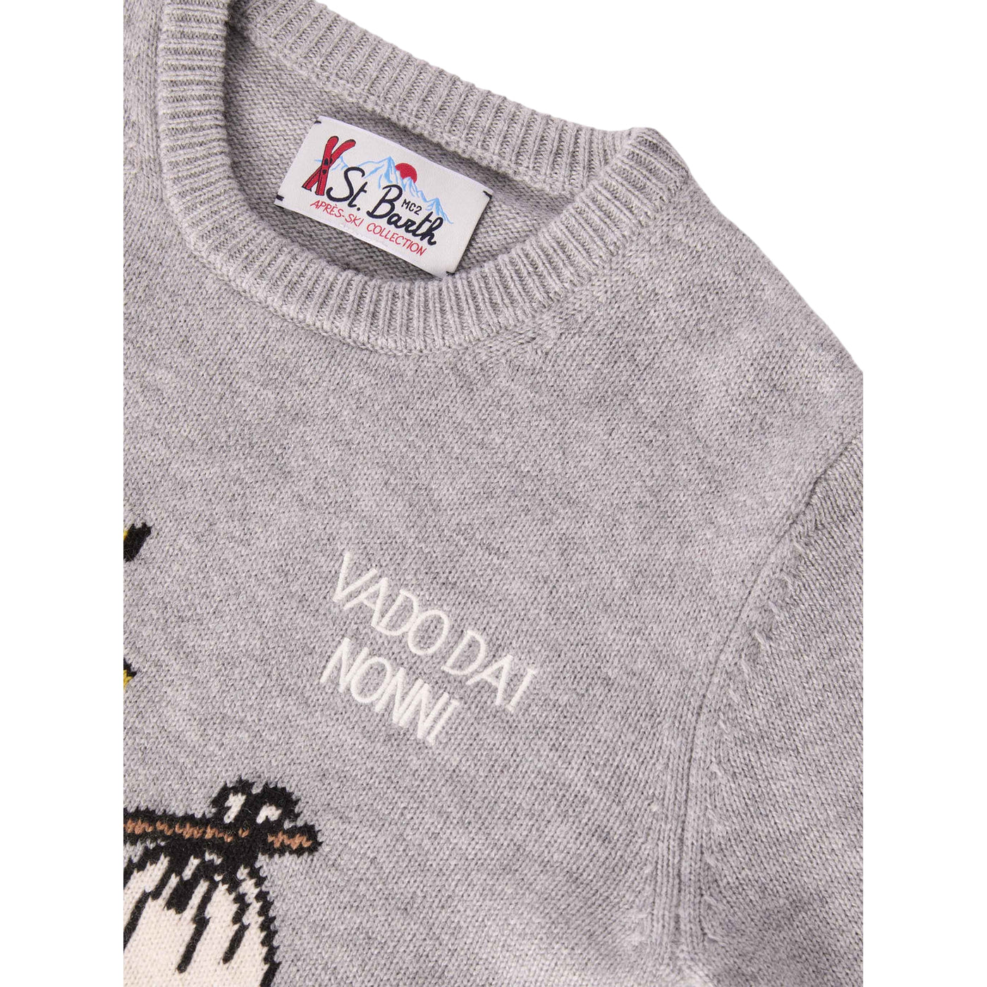 Maglione Bambino Douglas con stampa Woodstock dettaglio