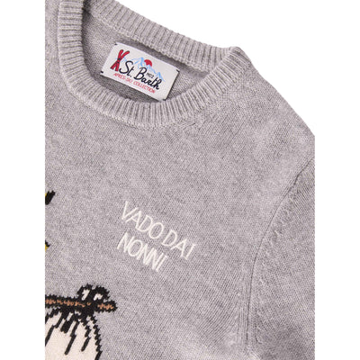 Maglione Bambino Douglas con stampa Woodstock dettaglio