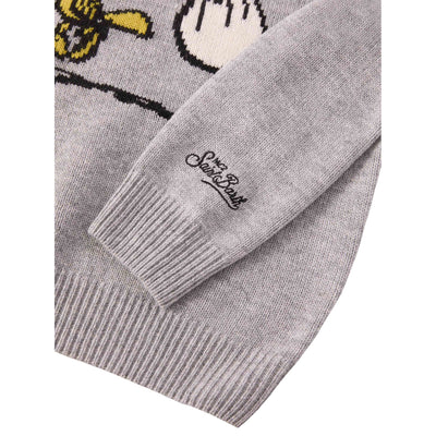 Maglione Bambino Douglas con stampa Woodstock dettaglio ricamo ala polso