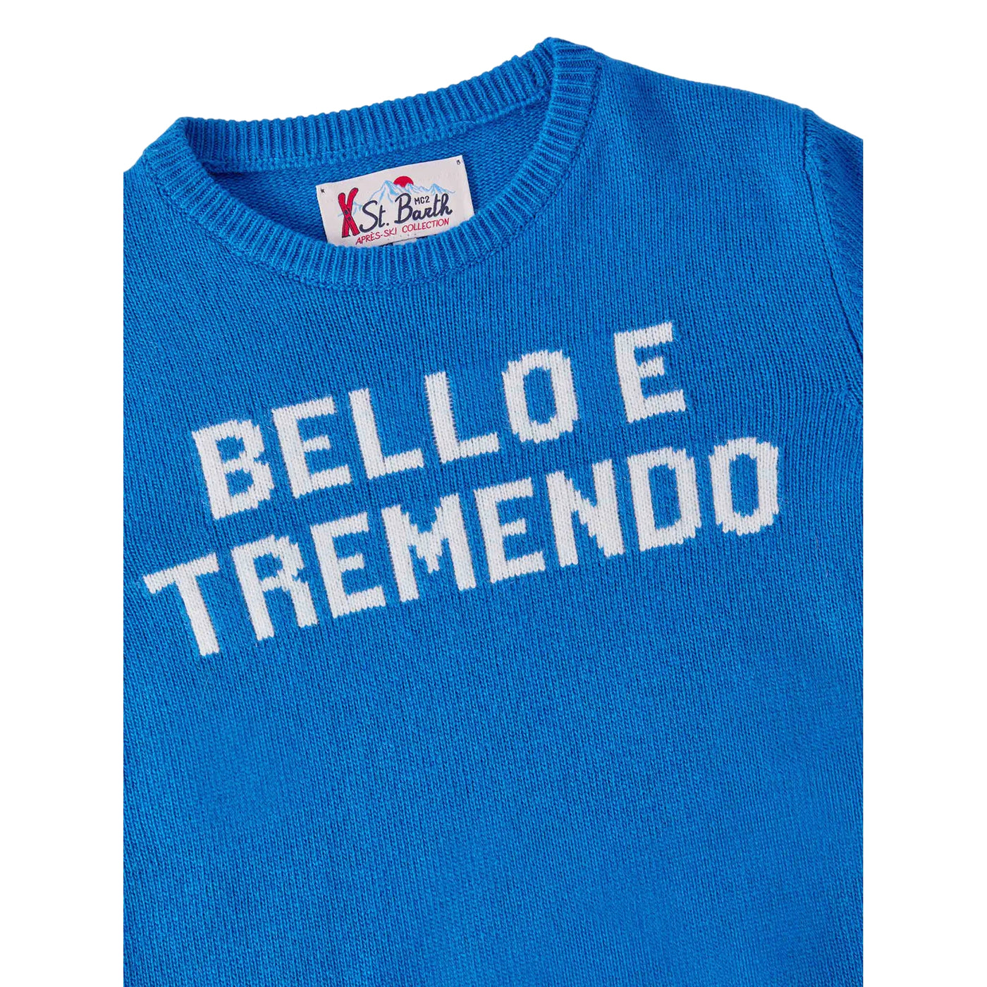 Maglione Bambino Douglas con jacquard "Bello e Tremendo" dettaglio 
