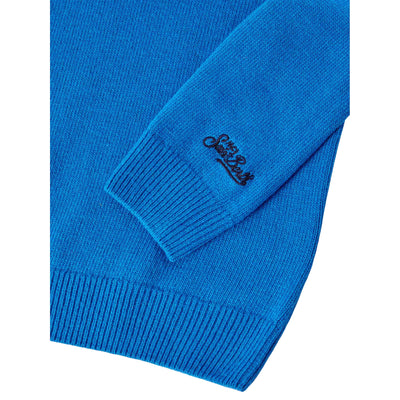 Maglione Bambino Douglas con jacquard "Bello e Tremendo" dettaglio polso con ricamo