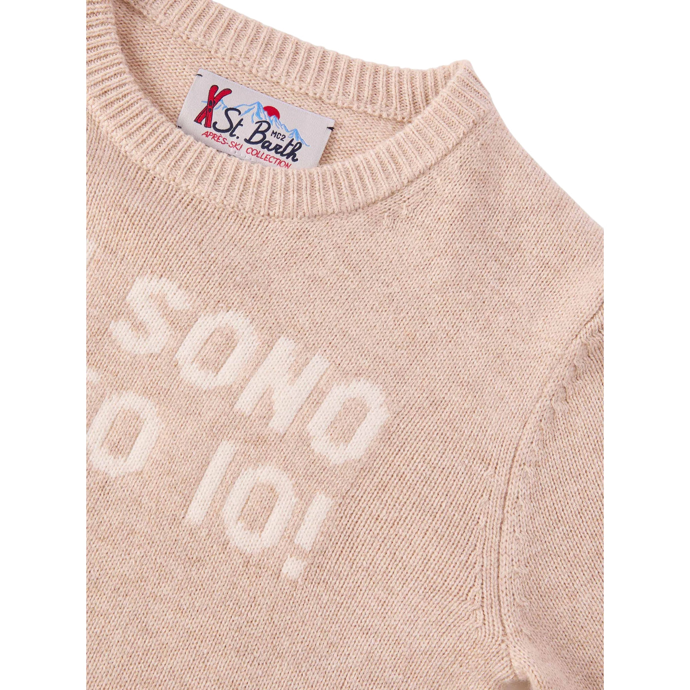 Maglione Bambino Douglas con jacquard "Non sono stato io" dettaglio