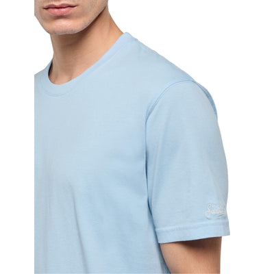 T-shirt Uomo Dover celeste con ricamo dettaglio manica