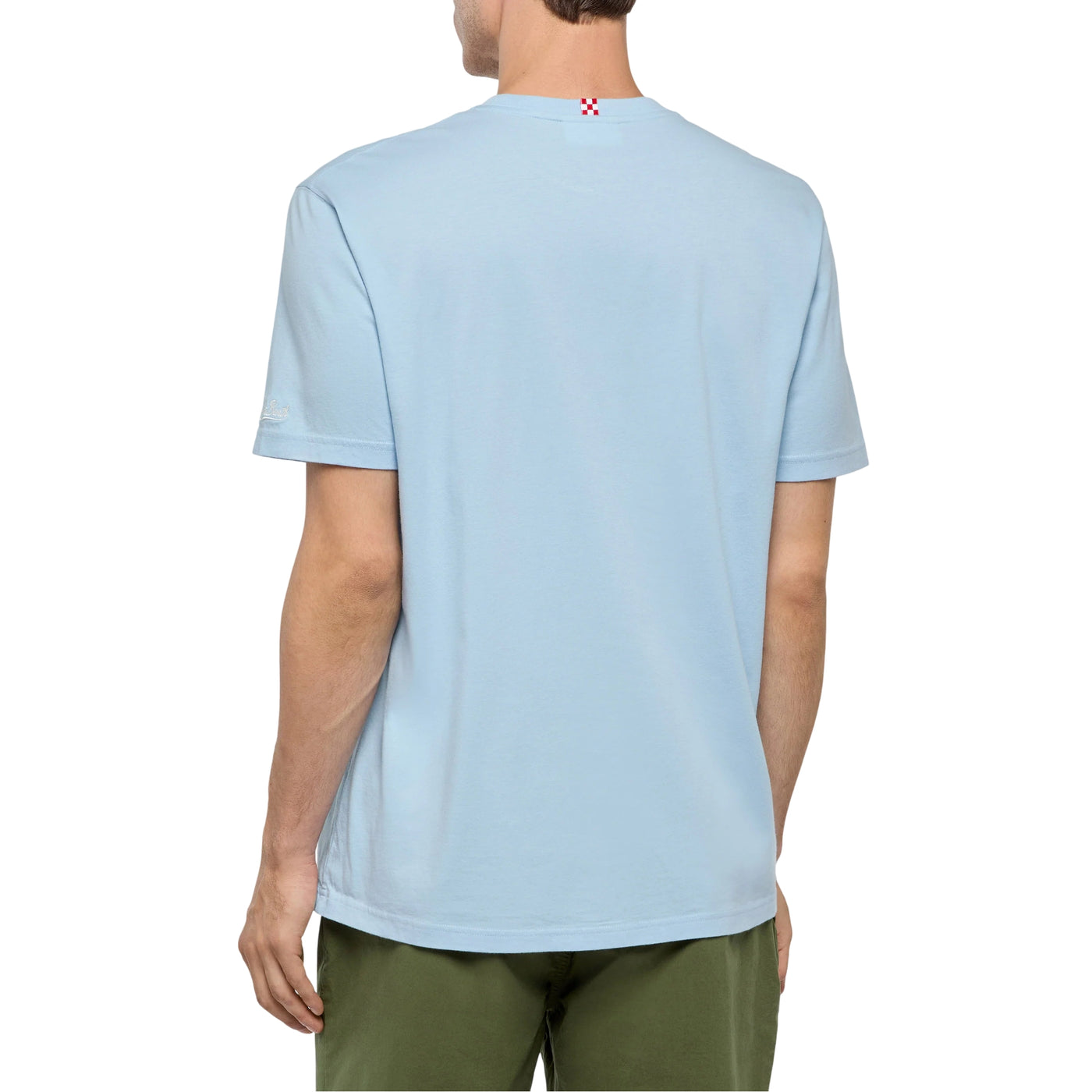 T-shirt Uomo Dover celeste con ricamo retro