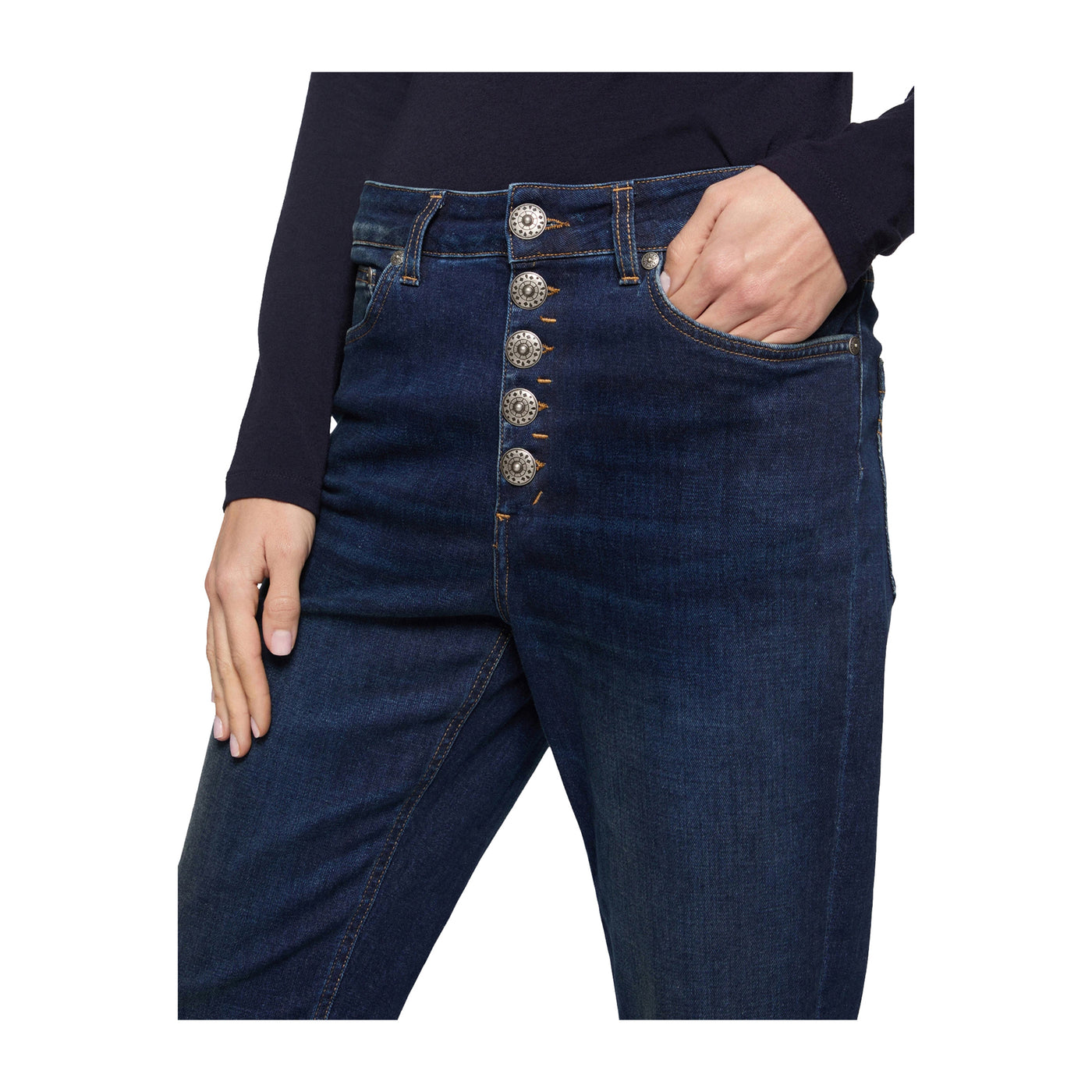 Jeans Donna, modello Koons, con cinque bottoni dal lavaggio scuro