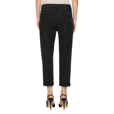 Pantaloni Donna Koons loose Nero con bottoni gioiello modella retro