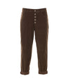 Pantalone Donna in velluto Marrone, con cinque bottoni 