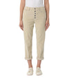 Pantalone Donna in velluto Panna, con cinque bottoni