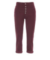 Pantalone Donna in velluto Bordeaux, con cinque bottoni 