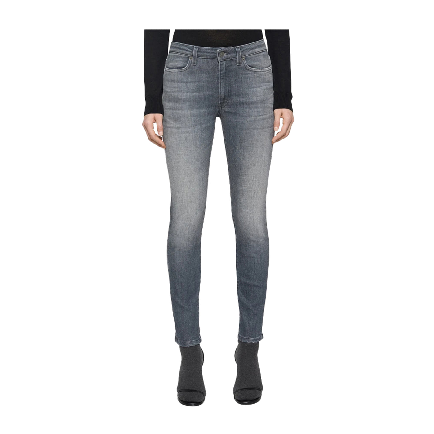 Jeans Donna Iris super skinny Grigio modella frontale