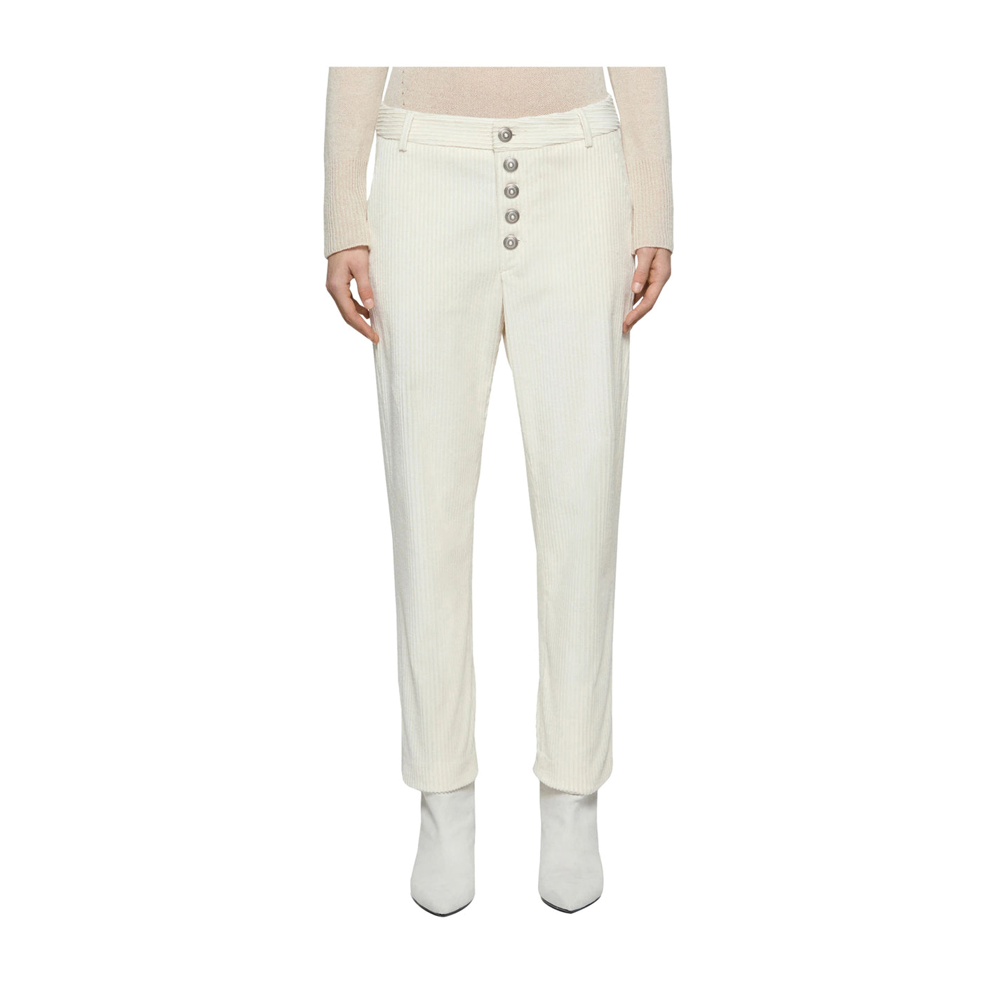 Pantalone Donna Bianco in velluto