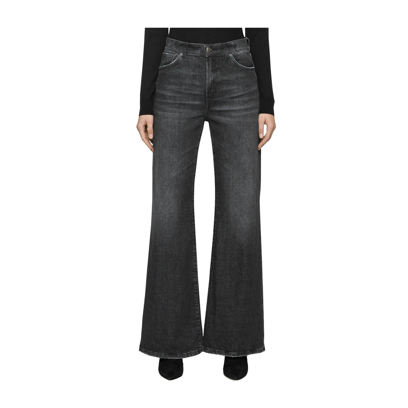 Jeans Donna, modello flare, dal lavaggio Nero