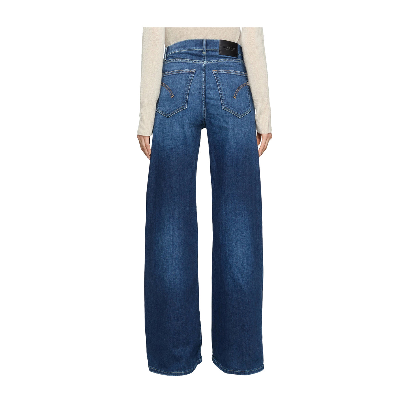 Jeans Donna a gamba larga in denim misto cotone