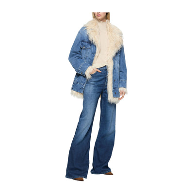 Jeans Donna a gamba larga in denim misto cotone