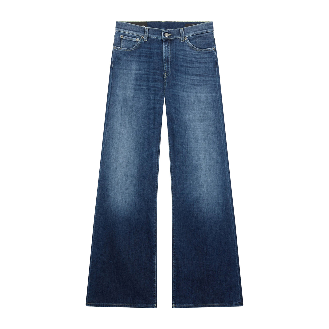 Jeans Donna a gamba larga in denim misto cotone