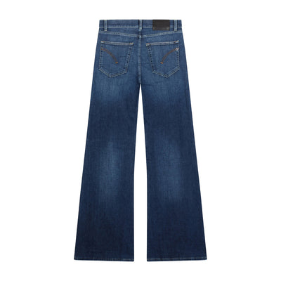 Jeans Donna a gamba larga in denim misto cotone