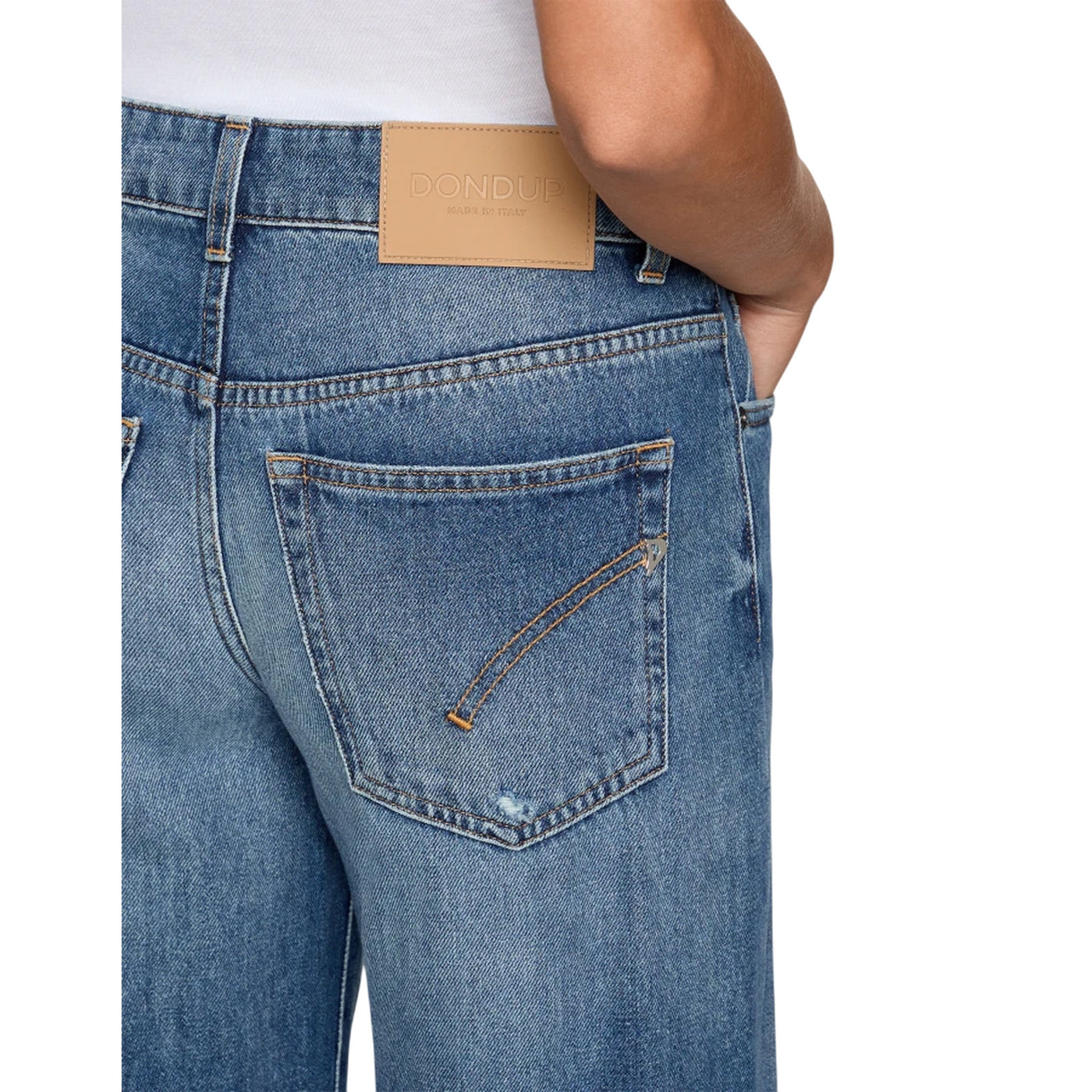 Jeans Marlen da Donna wide leg in denim dettaglio tasca retro