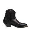 Texano Donna Nero in pelle con cuciture decorative