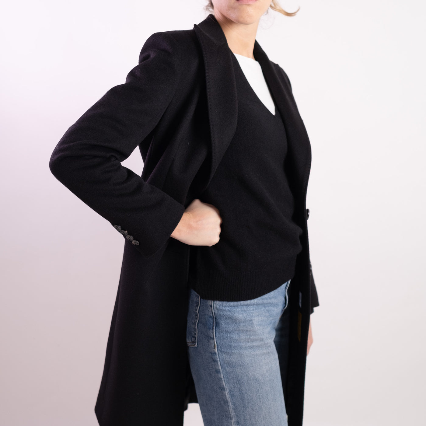 Cappotto Donna Nero con chiusura monopetto