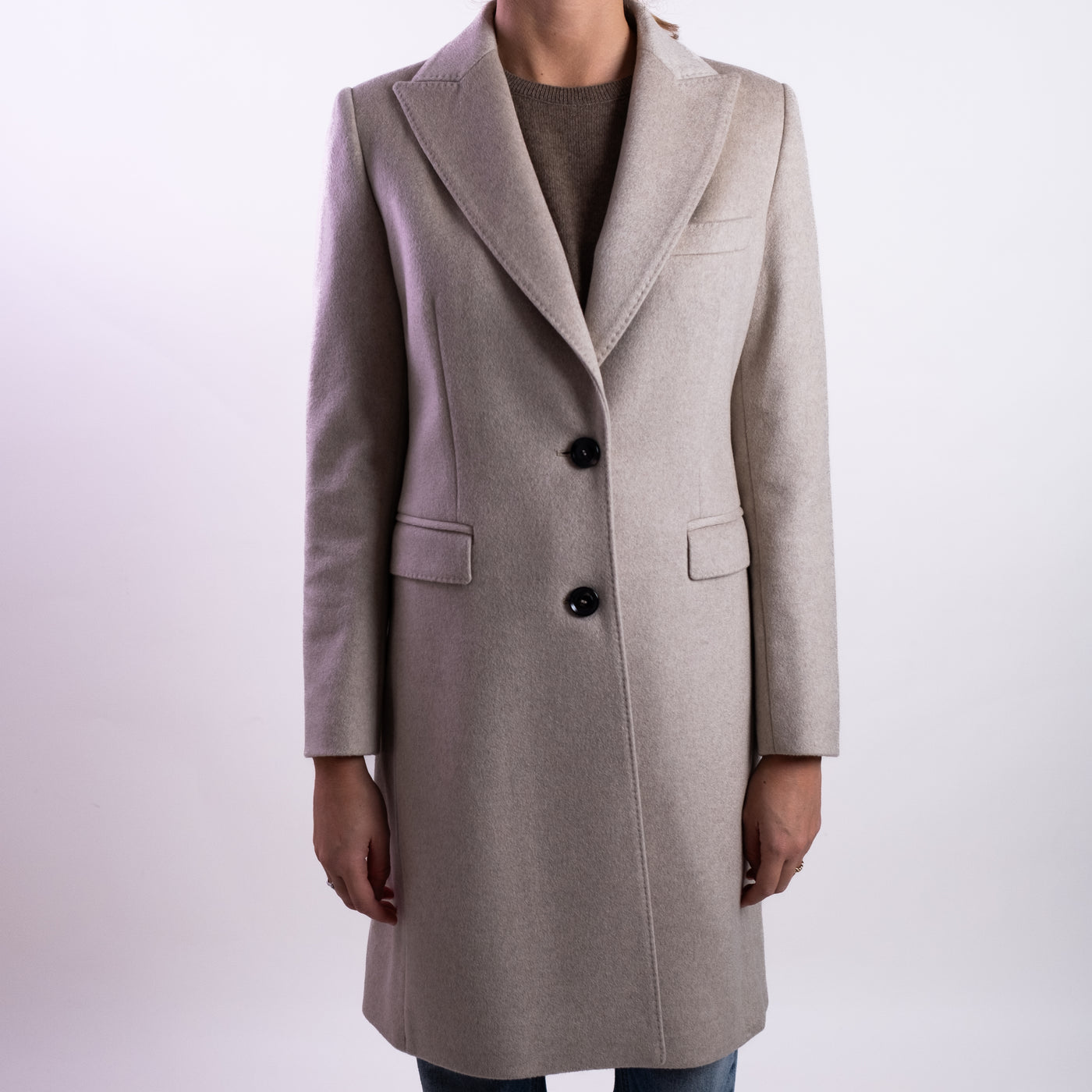 Cappotto Donna Beige con chiusura monopetto
