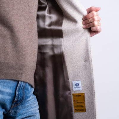 Cappotto Donna Beige con chiusura monopetto interno