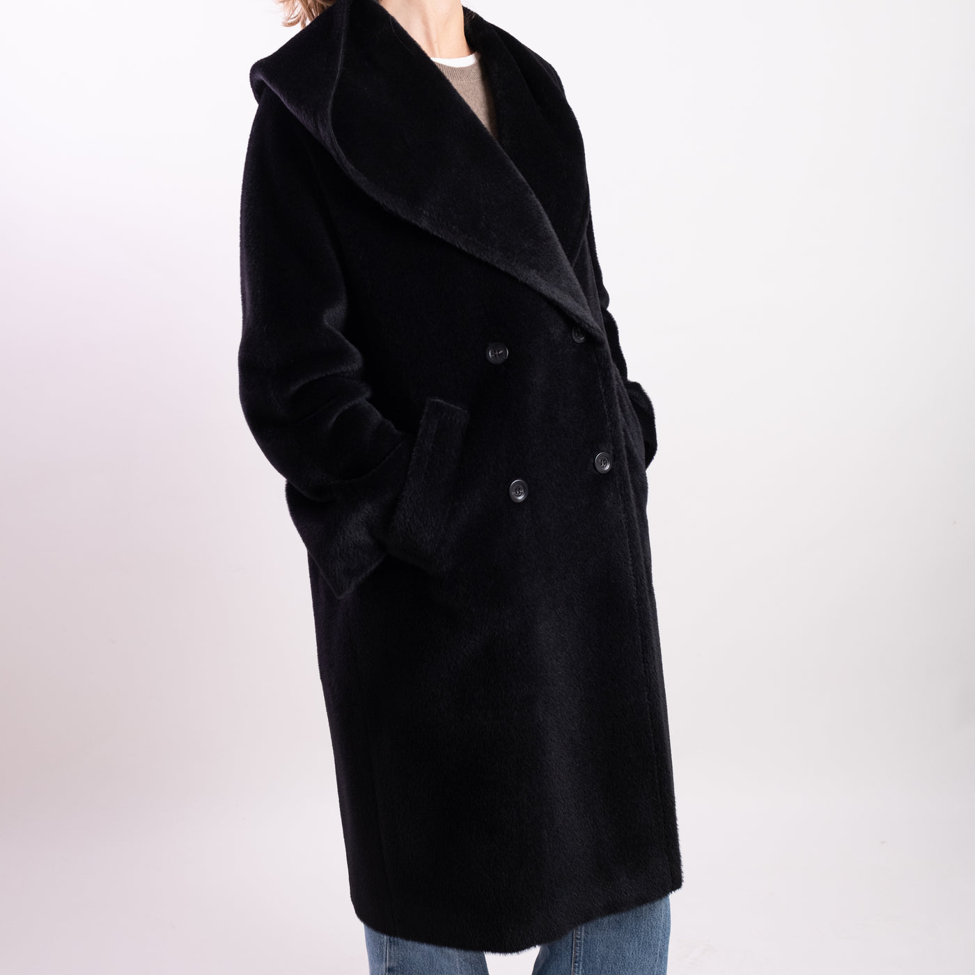 Cappotto lungo Donna in lana nera