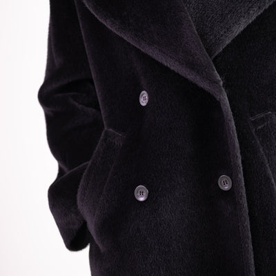 Cappotto lungo Donna in lana nera dettaglio