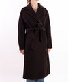 Cappotto Donna lungo marrone con cinta in vita