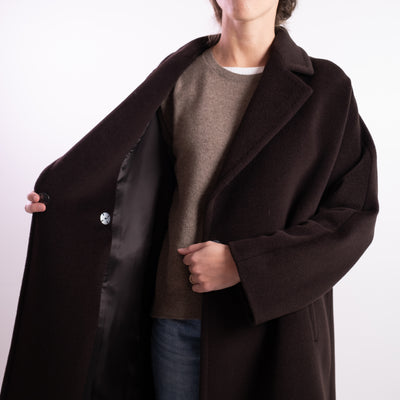 Cappotto Donna lungo marrone con cinta in vita