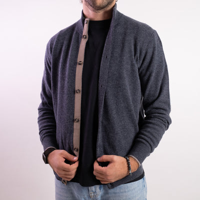 Cardigan Uomo Grigio scuro toppe sui gomiti
