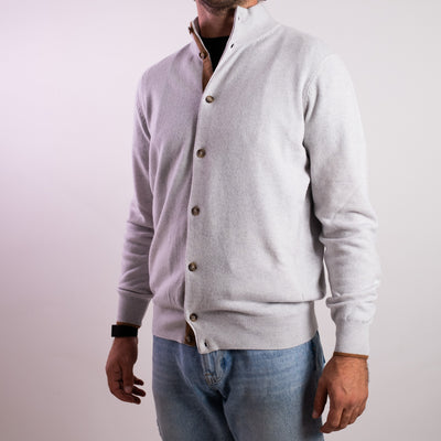 Cardigan Uomo Grigio chiaro con bottoni e toppe